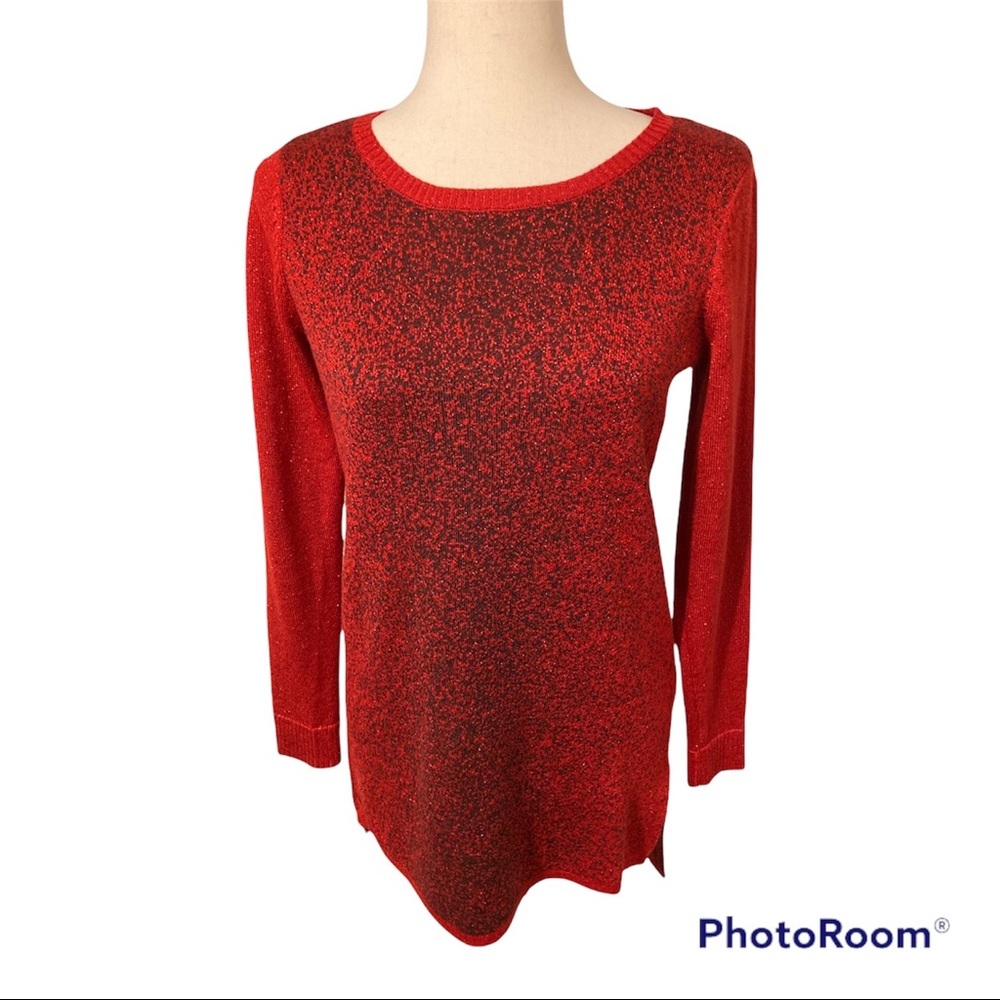 Apt. 9 Red and Black Sparkle Crewneck Sweater
